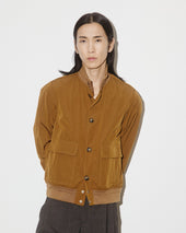 Unlined Valastarino jacket in water repellent peach touch cotton/nylon fabric. Brown - Cigar