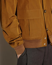 Unlined Valastarino jacket in water repellent peach touch cotton/nylon fabric. Brown - Cigar