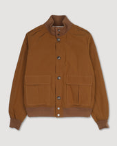 Unlined Valastarino jacket in water repellent peach touch cotton/nylon fabric. Brown - Cigar