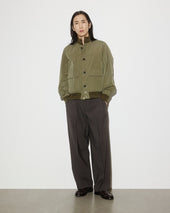 Unlined Valastarino jacket in water repellent peach touch cotton/nylon fabric. Green - Alligator