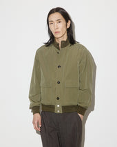 Unlined Valastarino jacket in water repellent peach touch cotton/nylon fabric. Green - Alligator