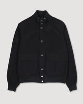 Unlined Valastarino jacket in water repellent peach touch cotton/nylon fabric - Black