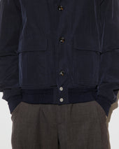 Unlined Valastarino jacket in water repellent peach touch cotton/nylon fabric. Blue - Navy