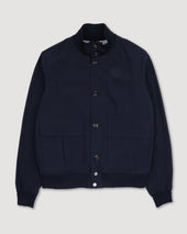 Unlined Valastarino jacket in water repellent peach touch cotton/nylon fabric. Blue - Navy