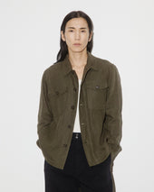 Ayler linen overshirt jacket, unlined. Green - Oliva