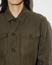 Ayler linen overshirt jacket, unlined. Green - Oliva