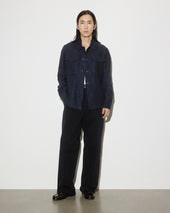Ayler linen overshirt jacket, unlined. Blue - Blu notte