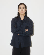 Ayler linen overshirt jacket, unlined. Blue - Blu notte