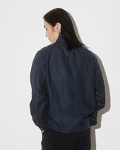 Ayler linen overshirt jacket, unlined. Blue - Blu notte
