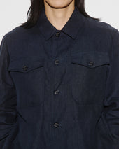 Ayler linen overshirt jacket, unlined. Blue - Blu notte