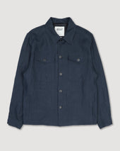 Ayler linen overshirt jacket, unlined. Blue - Blu notte