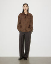 Ayler linen overshirt jacket, unlined. Brown - Caramello