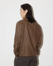 Ayler linen overshirt jacket, unlined. Brown - Caramello
