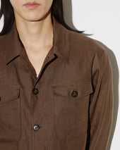 Ayler linen overshirt jacket, unlined. Brown - Caramello