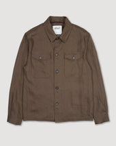 Ayler linen overshirt jacket, unlined. Brown - Caramello