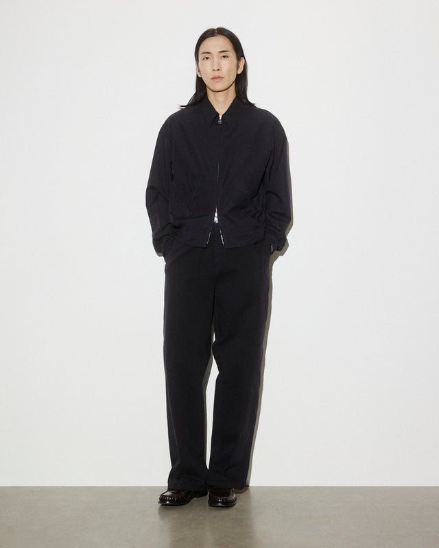 Stan bomber jacket in 2 ply virgin wool fabric. Blue - Navy