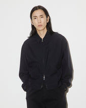 Stan bomber jacket in 2 ply virgin wool fabric. Blue - Navy