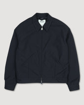 Stan bomber jacket in 2 ply virgin wool fabric. Blue - Navy