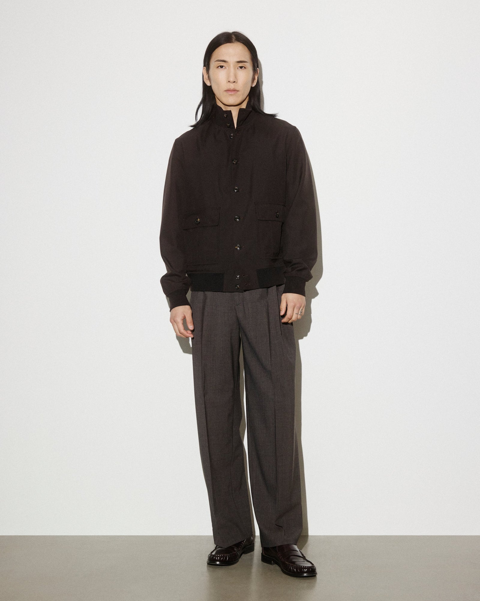 Valstarino Jacket In 2 Ply Virgin Wool Fabric Ebano