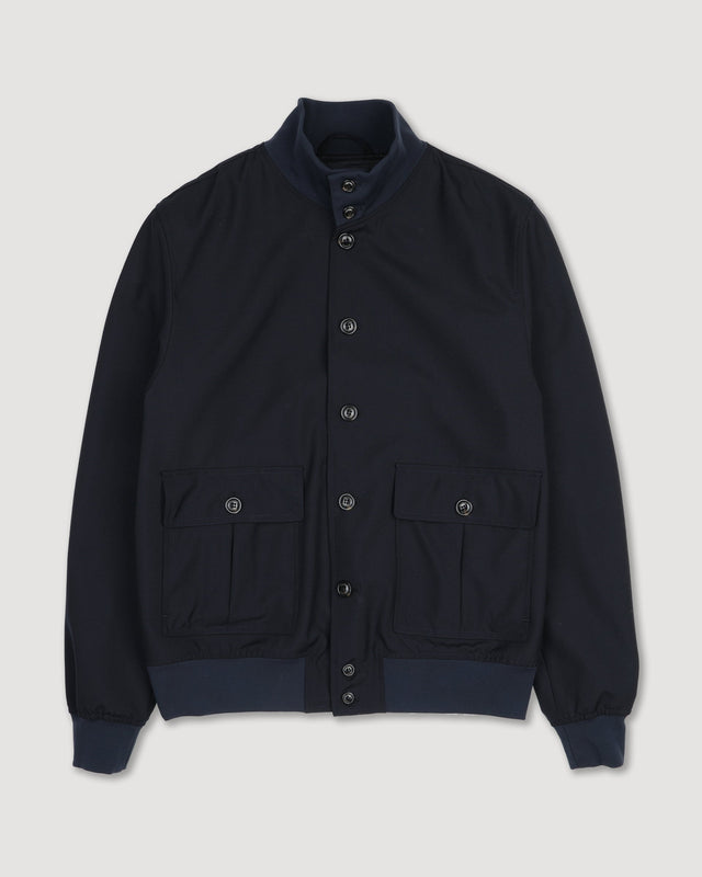 Valstarino jacket in 2 ply virgin wool fabric. Blue - Navy