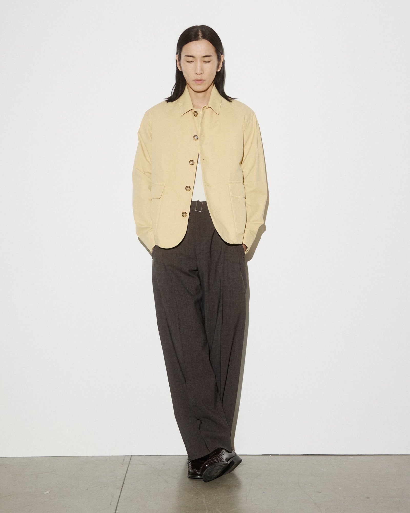 Nils Jacket In Peach Touch Cotton Canvas Unlined Yellow Propoli