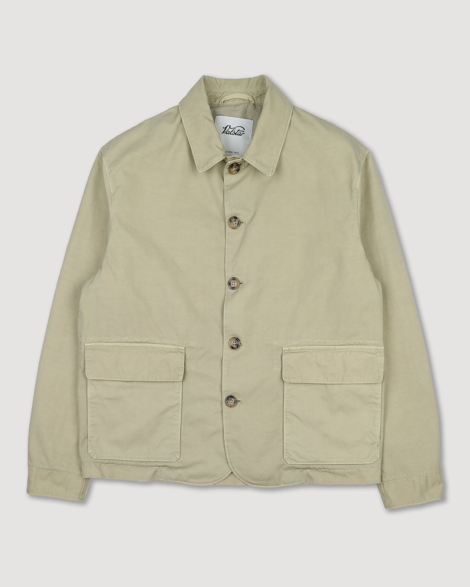 Nils Jacket In Peach Touch Cotton Canvas Unlined Green Artichoke