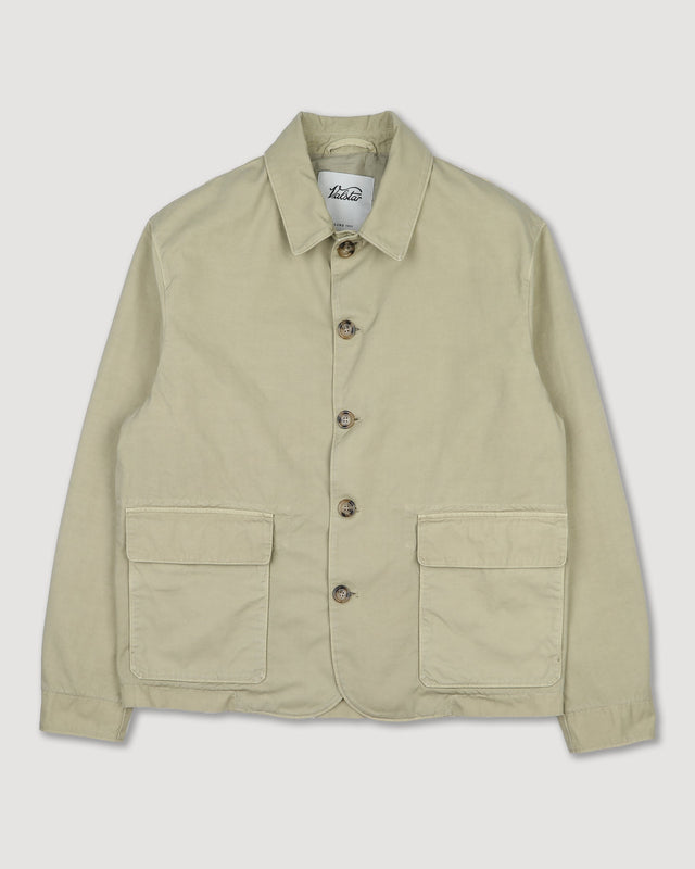 Nils jacket in peach-touch cotton canvas, unlined. Green - Artichoke