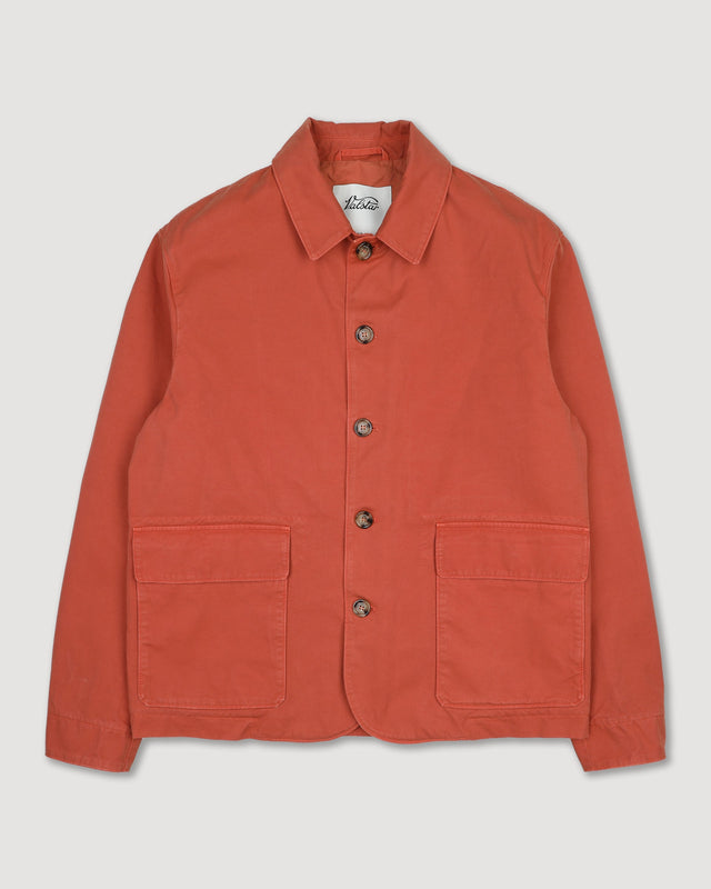 Nils jacket in peach-touch cotton canvas, unlined. Orange - Fox
