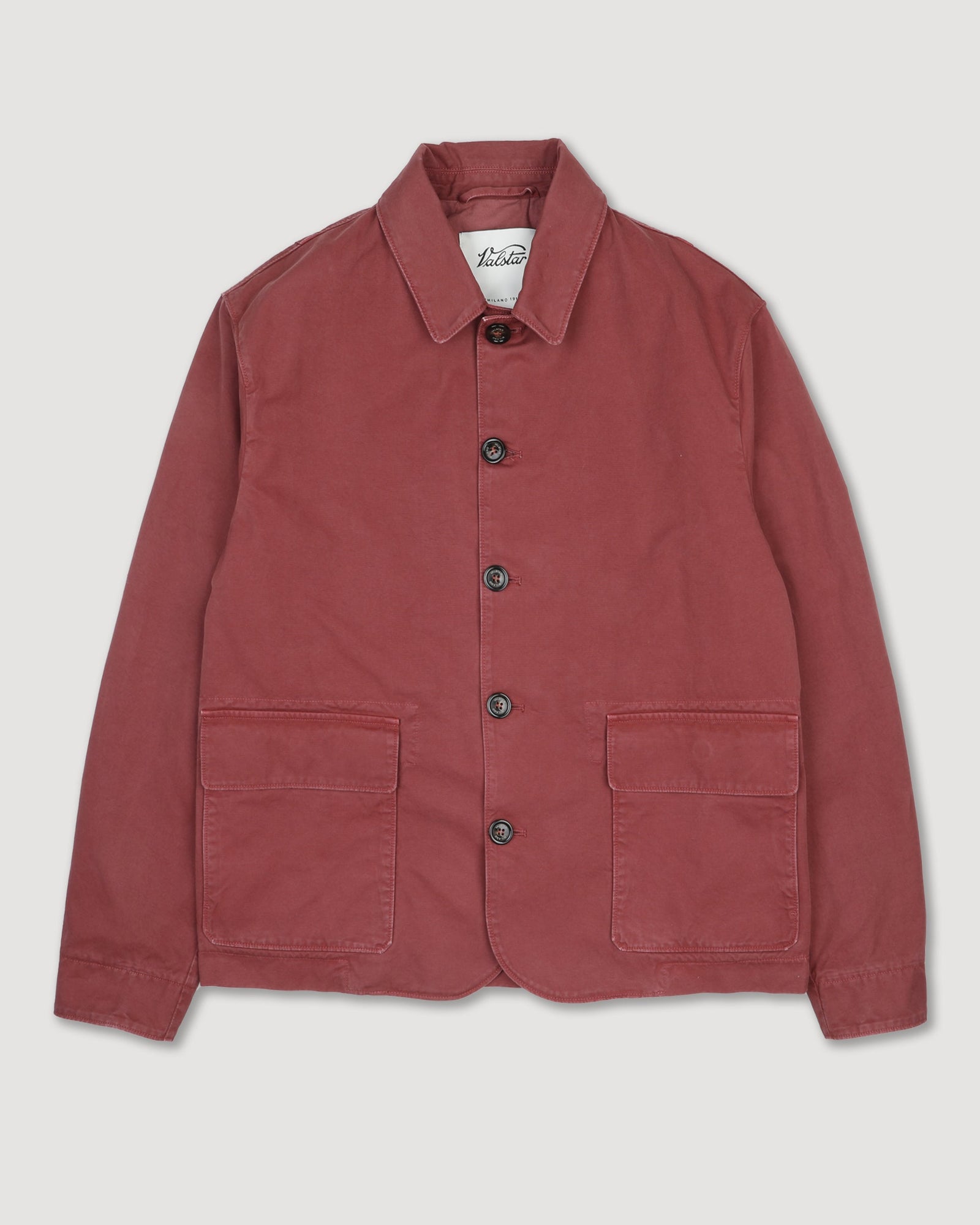 Nils Jacket In Peach Touch Cotton Canvas Unlined Red Tabasco