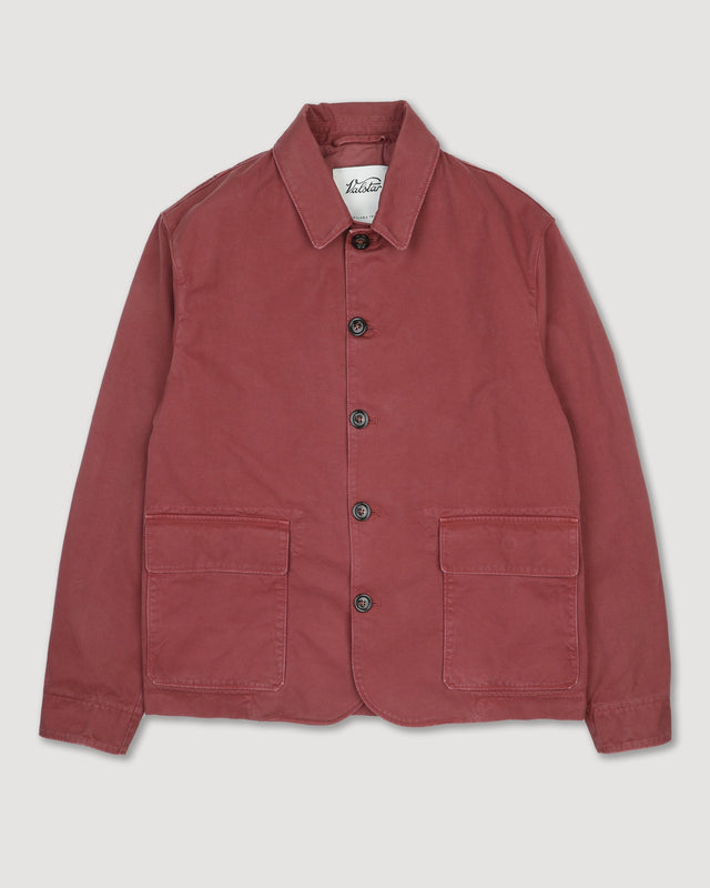 Nils jacket in peach-touch cotton canvas, unlined. Red - Tabasco
