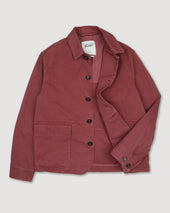Nils Jacket In Peach Touch Cotton Canvas Unlined Red Tabasco