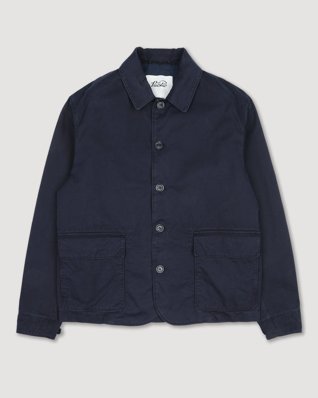 Nils jacket in peach-touch cotton canvas, unlined. Blue - Blu