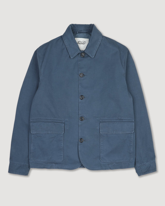 Nils jacket in peach-touch cotton canvas, unlined. Blue - Balena