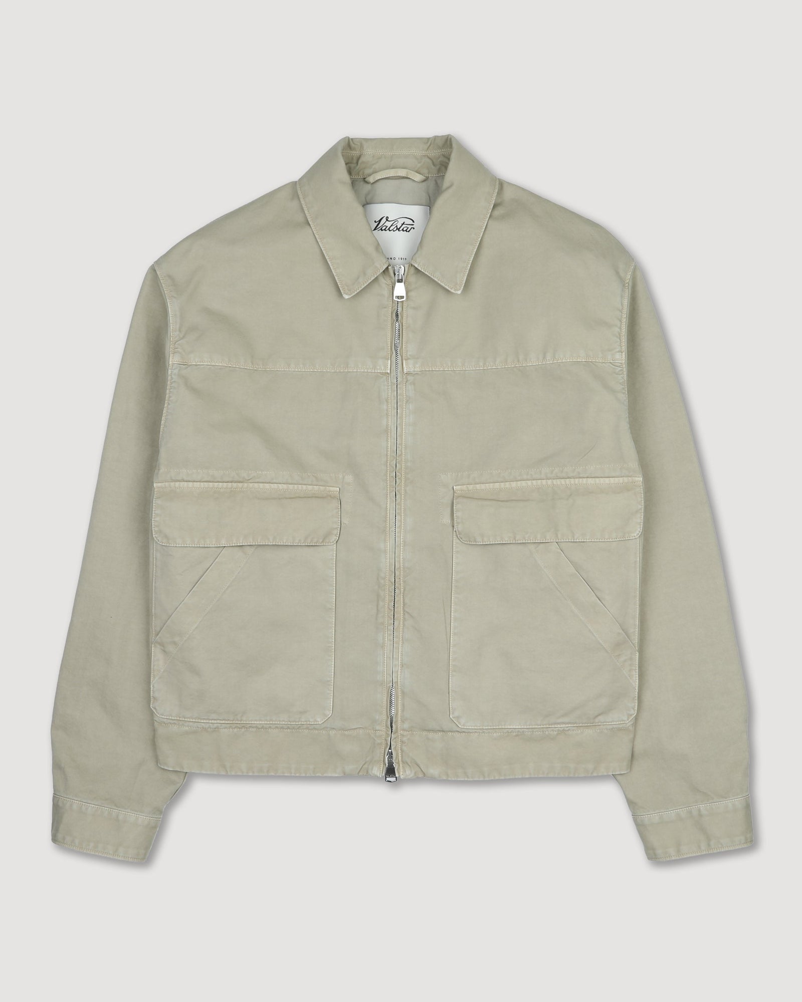 Bob Zip Jacket In Peach Touch Cotton Canvas Unlined Green Artichoke