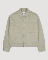 Bob zip jacket in peach-touch cotton canvas, unlined. Green - Artichoke