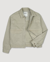 Bob Zip Jacket In Peach Touch Cotton Canvas Unlined Green Artichoke