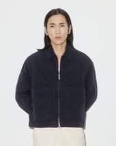 Bob Zip Jacket In Peach Touch Cotton Canvas Unlined Blu
