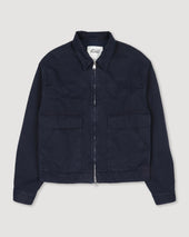 Bob Zip Jacket In Peach Touch Cotton Canvas Unlined Blu
