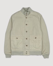 Unlined Valastarino jacket in peach-touch cotton canvas. Green - Artichoke