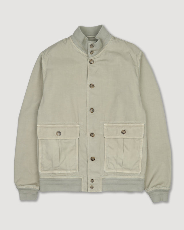 Unlined Valastarino jacket in peach-touch cotton canvas. Green - Artichoke