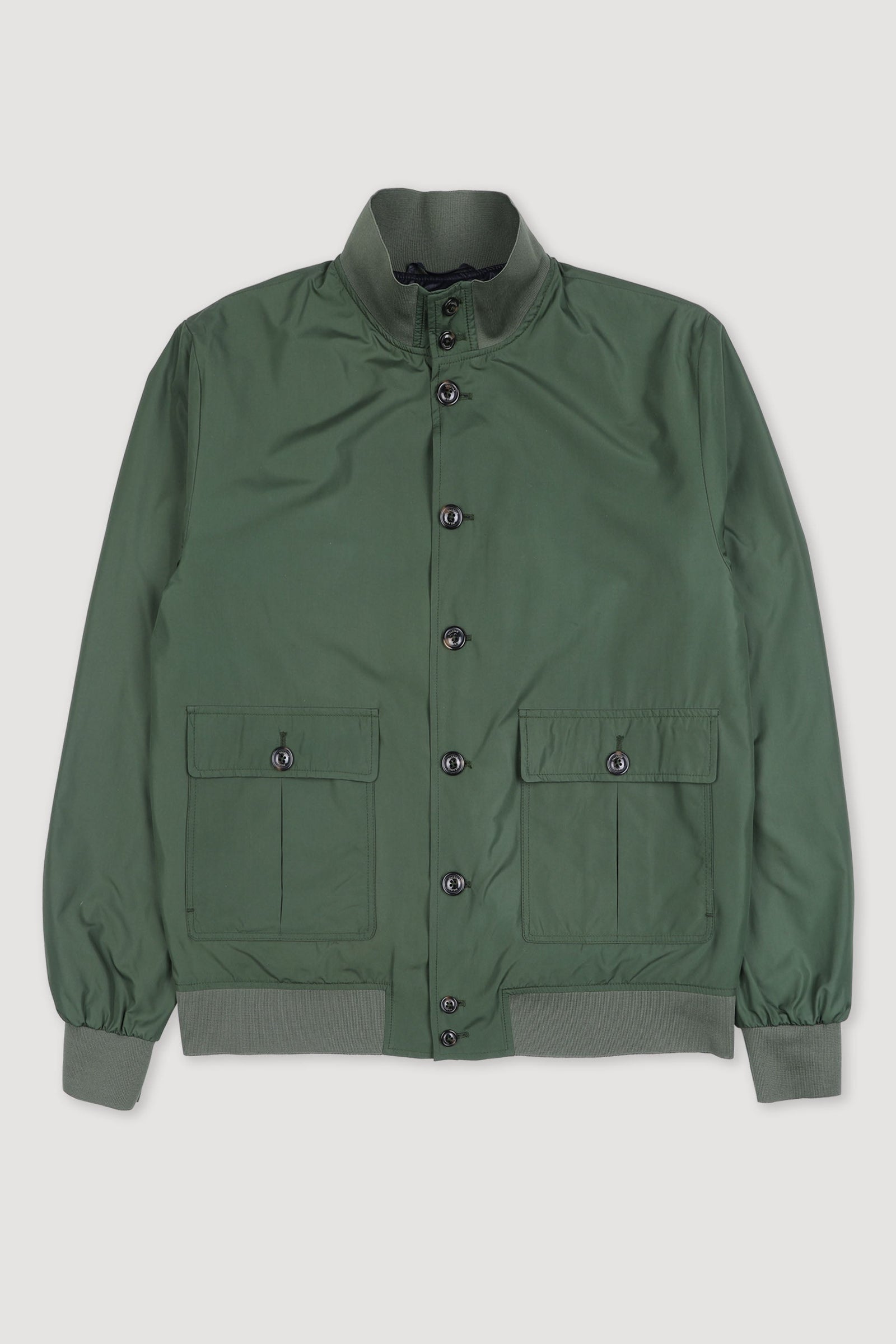 Packable Valstarino Jacket In Water Repellent Technical Microfiber Fabric Green Military Green