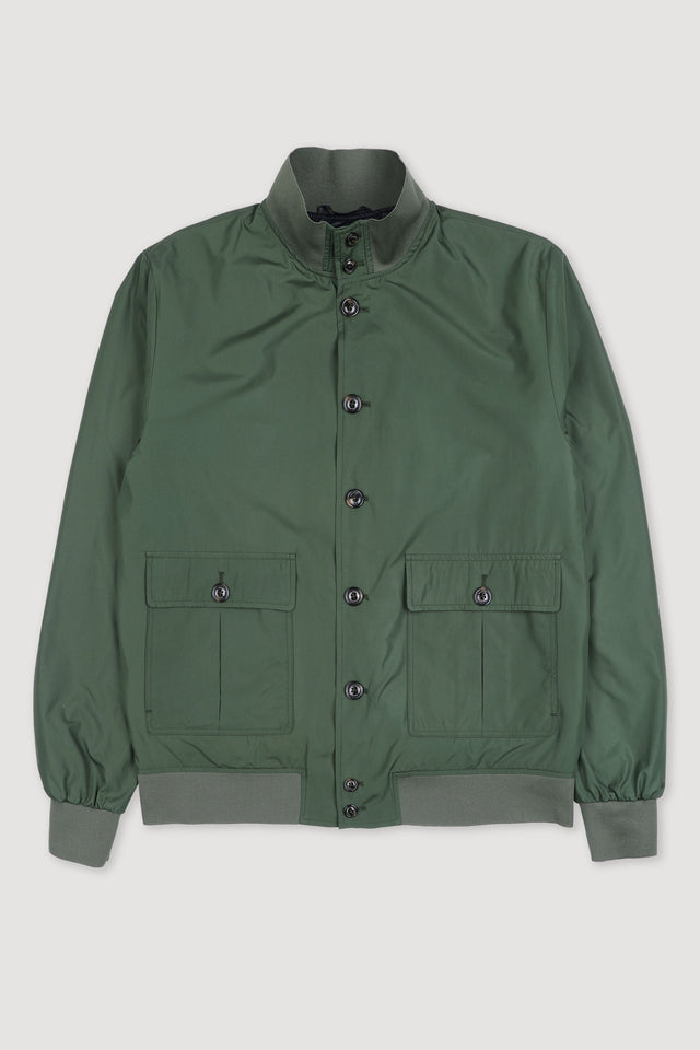 Packable Valstarino jacket in water repellent technical microfiber fabric. Green - Military green