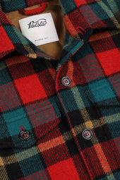 Lined overshirt in checked virgin wool fabric. Multicolor - Green/Red/Black