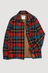 Lined overshirt in checked virgin wool fabric. Multicolor - Green/Red/Black