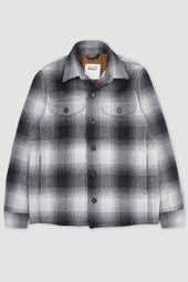 Steve overshirt in checked wool fabric, lined. grey - Black/grey
