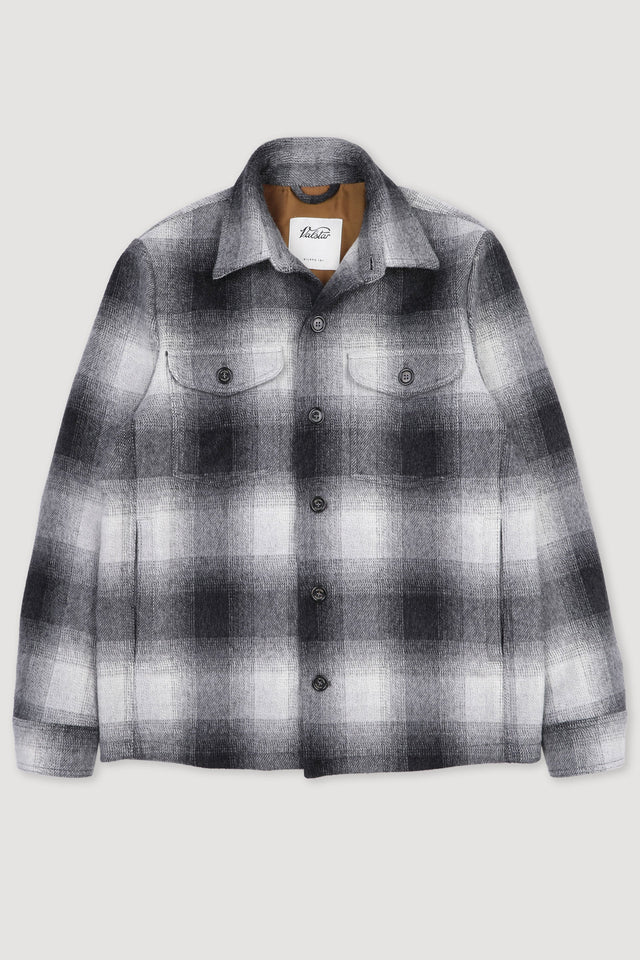 Steve overshirt in checked wool fabric, lined. grey - Black/grey