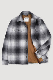 Steve overshirt in checked wool fabric, lined. grey - Black/grey