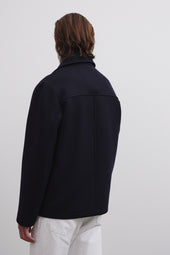 Arthur lined work jacket in virgin wool felt fabric - Navy