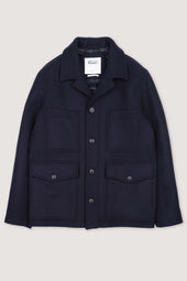 Arthur lined work jacket in virgin wool felt fabric - Navy