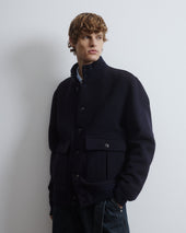 Valstarino jacket in virgin wool felt, lined. Blue - Navy